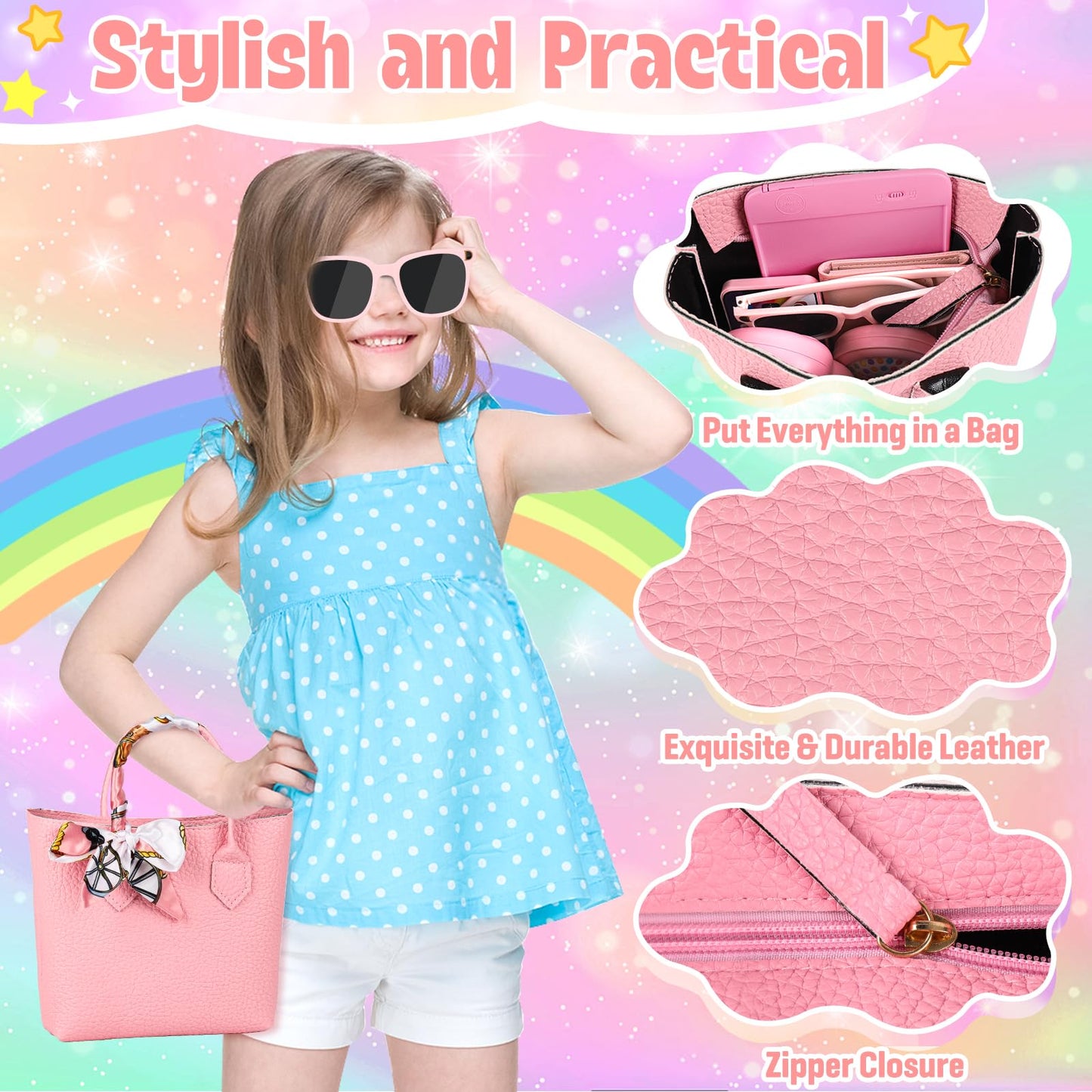 Meaicezli 35Pcs Little Girl Purse Toy Set, Toddler Purse Girl Toys Age 2-6 With Pretend Makeup, Play Kids Purse Princess Birthda