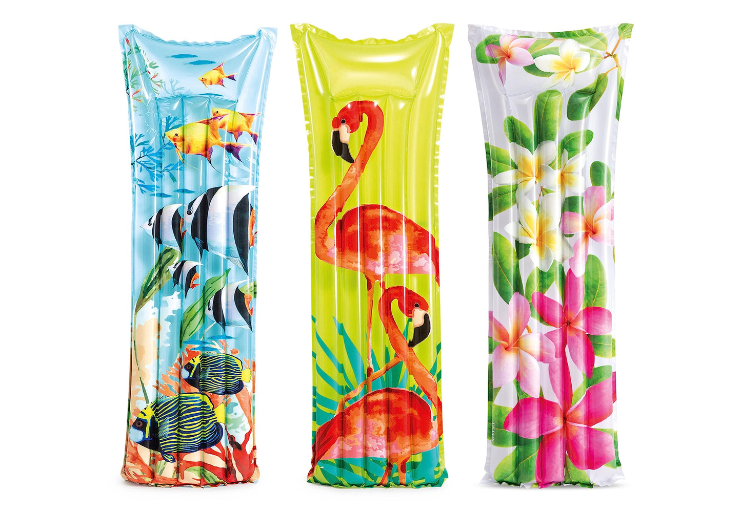 Intex Inflatable Floating Fashion Mat: Durable Vinyl – 2 Air Chambers – 220Lb Weight Capacity – Style May Vary – One Mat