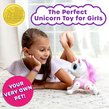 Power Your Fun Robo Pets Unicorn Toy For Girls And Boys - Remote Control Robot Toys With Interactive Hand Motion Gestures, Stem Programmable Treats, Walking, Dancing Robot Unicorn Kids Toy (Pink)
