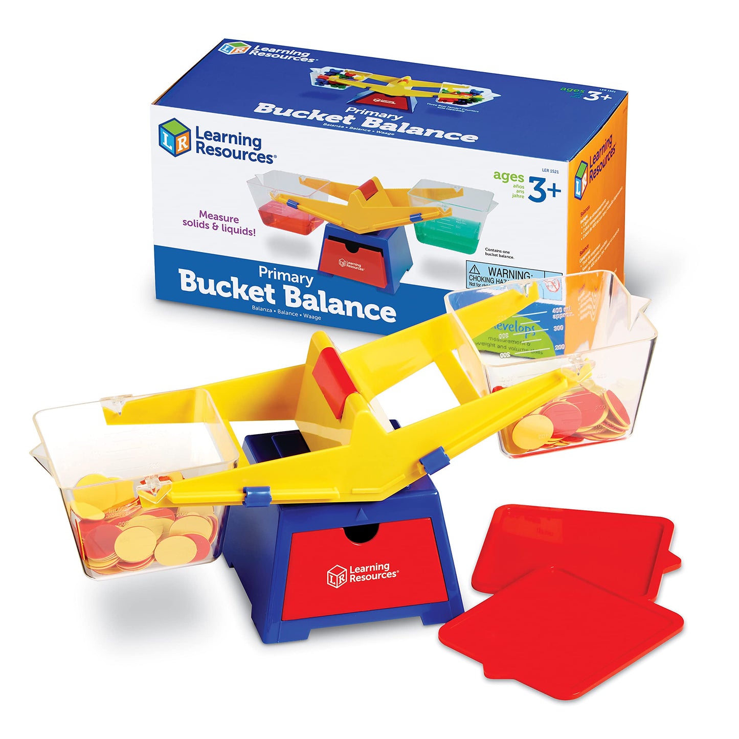 Learning Resources Primary Bucket Balance Teaching Scale - 1 Piece, Ages 3+, Math For Preschoolers, Classroom Balance Scale, Balance Scale For Kids, Science For Kids,Back To School Supplies