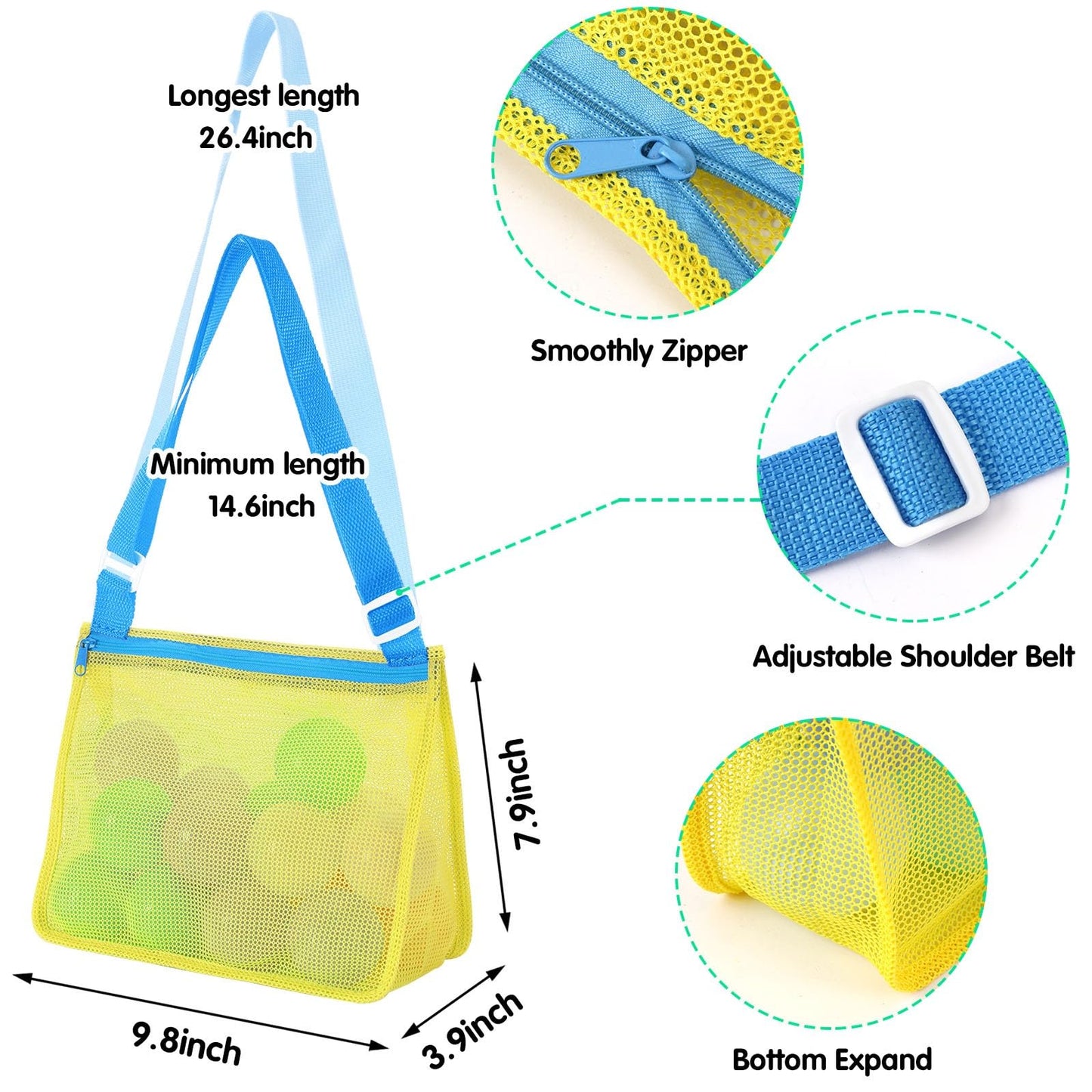 MARFOREVER 3 Pack Beach Toys Mesh Beach Bag Seashell Bag Sand Toy Shell Collecting for Holding Shells Swimming Pool Storage with