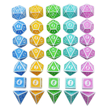 SmartDealsPro Retro Polyhedral Dice Sets with Pouches for D&D DND RPG MTG Dungeon and Dragons Table Board Roll Playing Games D4