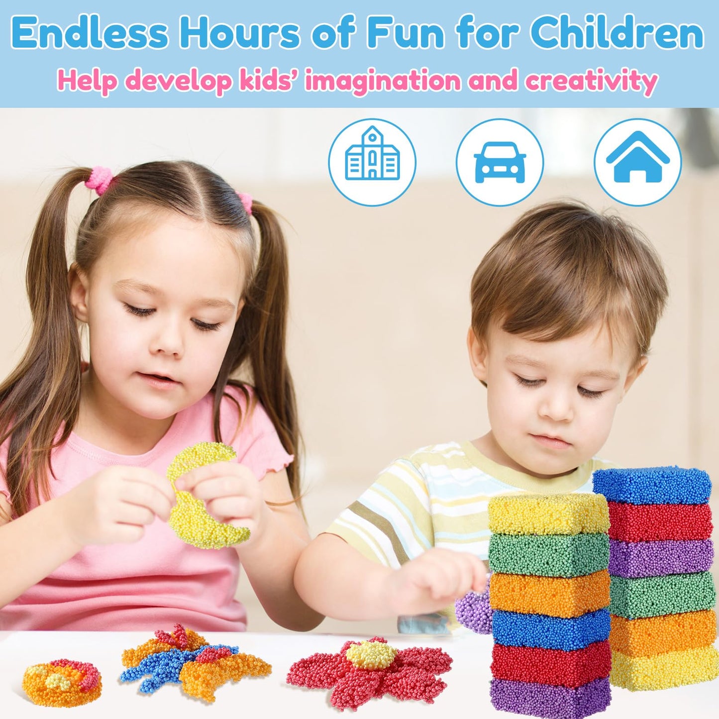 Shappy 36 Blocks Modeling Foam Clay For Kids Clay Foam Beads For Education Preschool Toys For Kids Develop Creativity Diy Art Crafts, 6 Colors