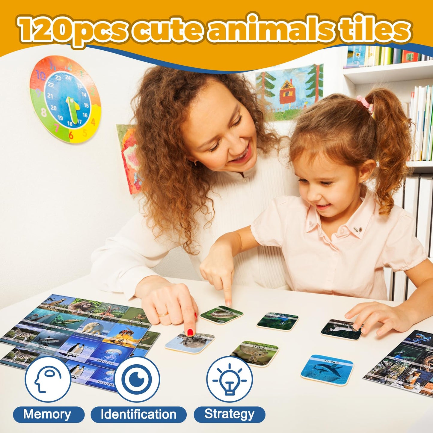 Goldge 120Pcs Memory Match Game For Kids | Animal Theme | Educational Toddler & Preschool Activity | Boys, Girls, & Family Fun |