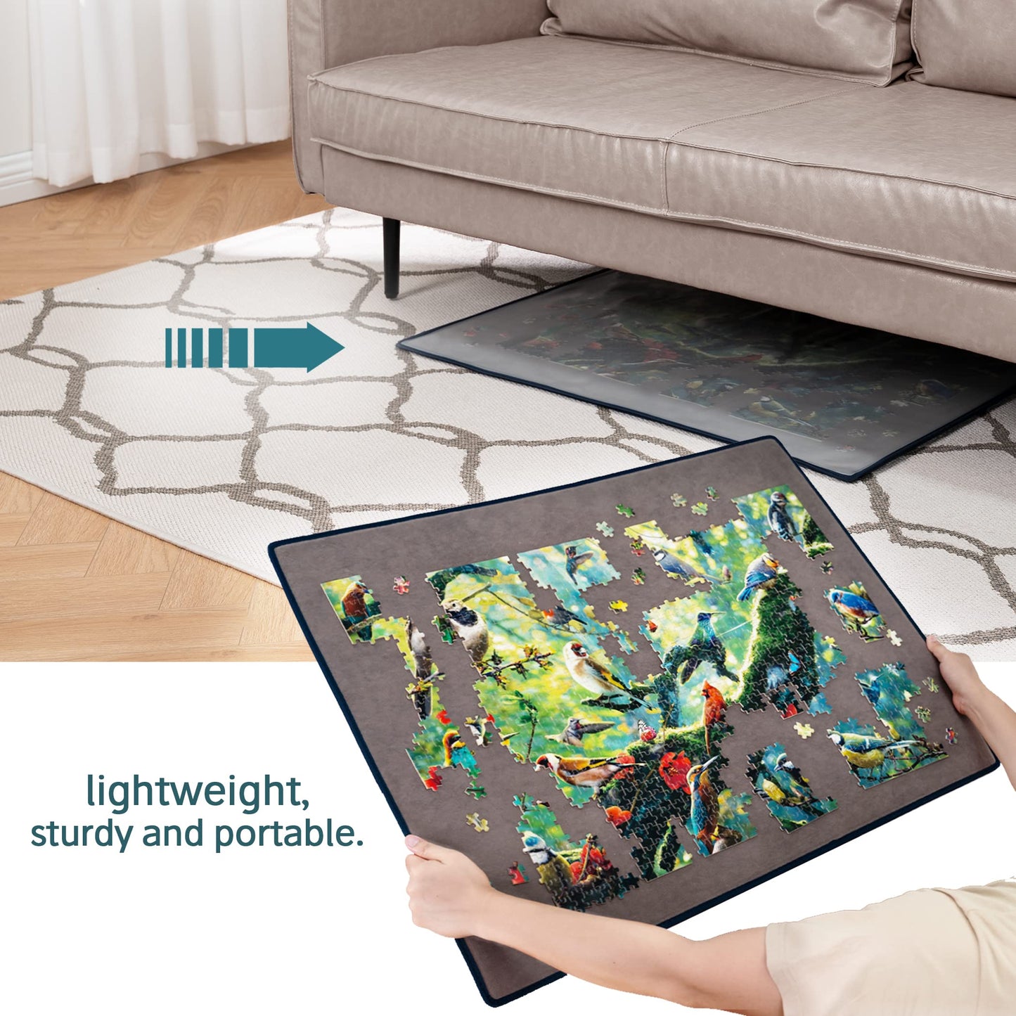Tektalk Jigsaw Puzzle Board Portable Puzzle Mat For Puzzle Storage Puzzle Saver, Non-Slip Surface (Gray, Up To 1500 Pieces)