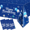 Tegeme Navy Blue Party Supplies Blue Stars Happy Birthday Tablecloths Blue Starry Confetti Table Covers For Kids Boys Girls Baby