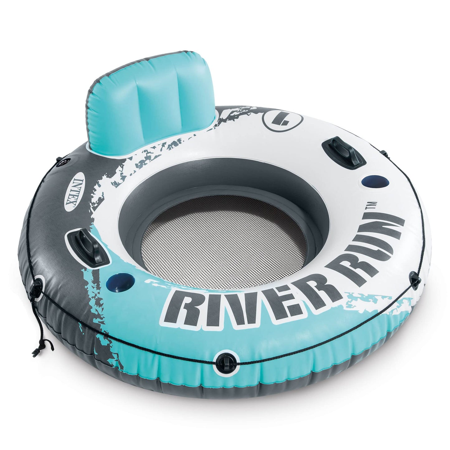 Intex Inflatable Tubes Bundled With American Flag Double Float And Set Of 2 River Run Single Water Tube Floats With Built-In Cup Holders