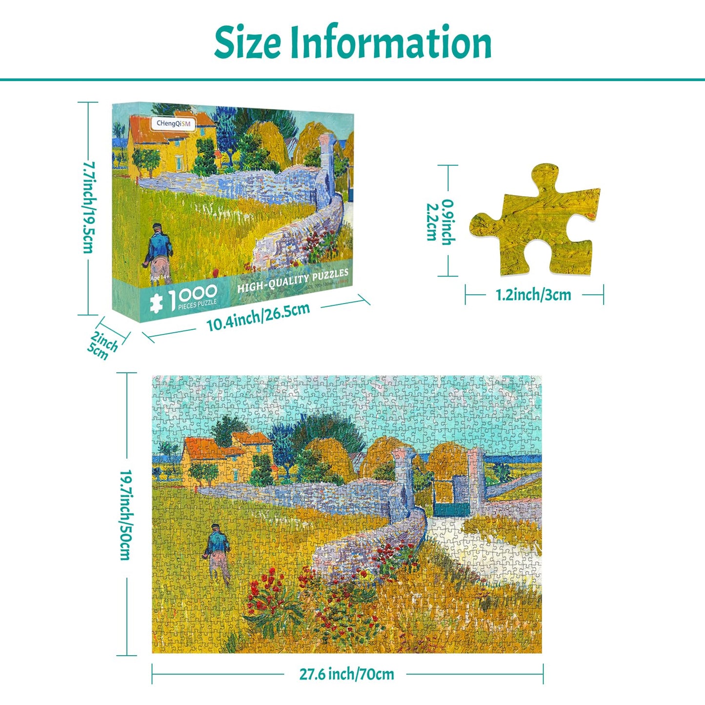 1000 Piece Puzzle For Adults Farmhouse In Provence Puzzles For Adults 1000 Piece Artwork By Vincent Van Gogh Jigsaw Puzzles 1000