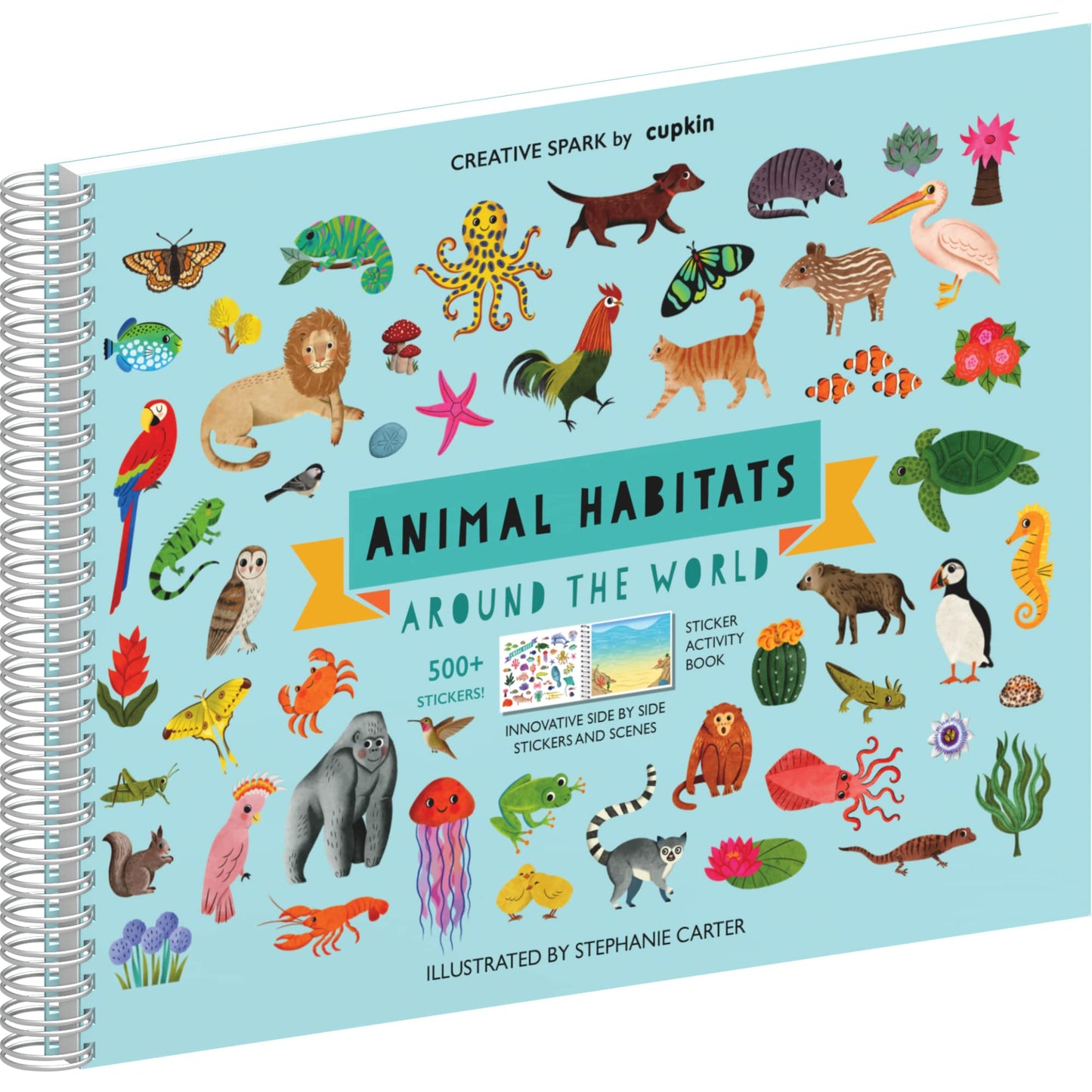 Animal Habitats Sticker Book (500+ Stickers For Kids & 12 Coloring Pages) By Cupkin - Side By Side Activity Book - Fun Sticker B