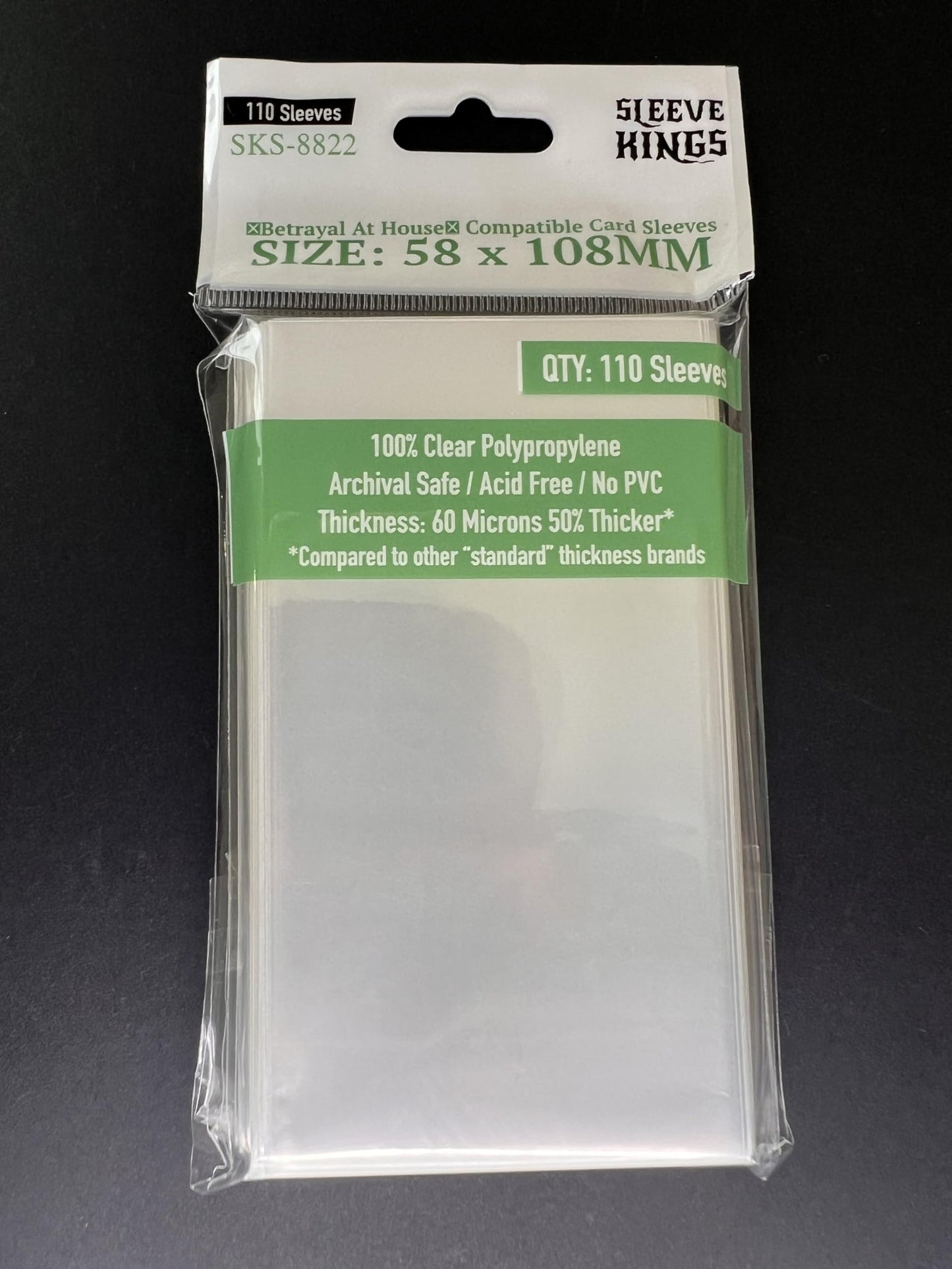 Sleeve Kings ''Betrayal At House Compatible'' Sleeves 58 X 108 Mm (4X110 Pack, 440 Sleeves)