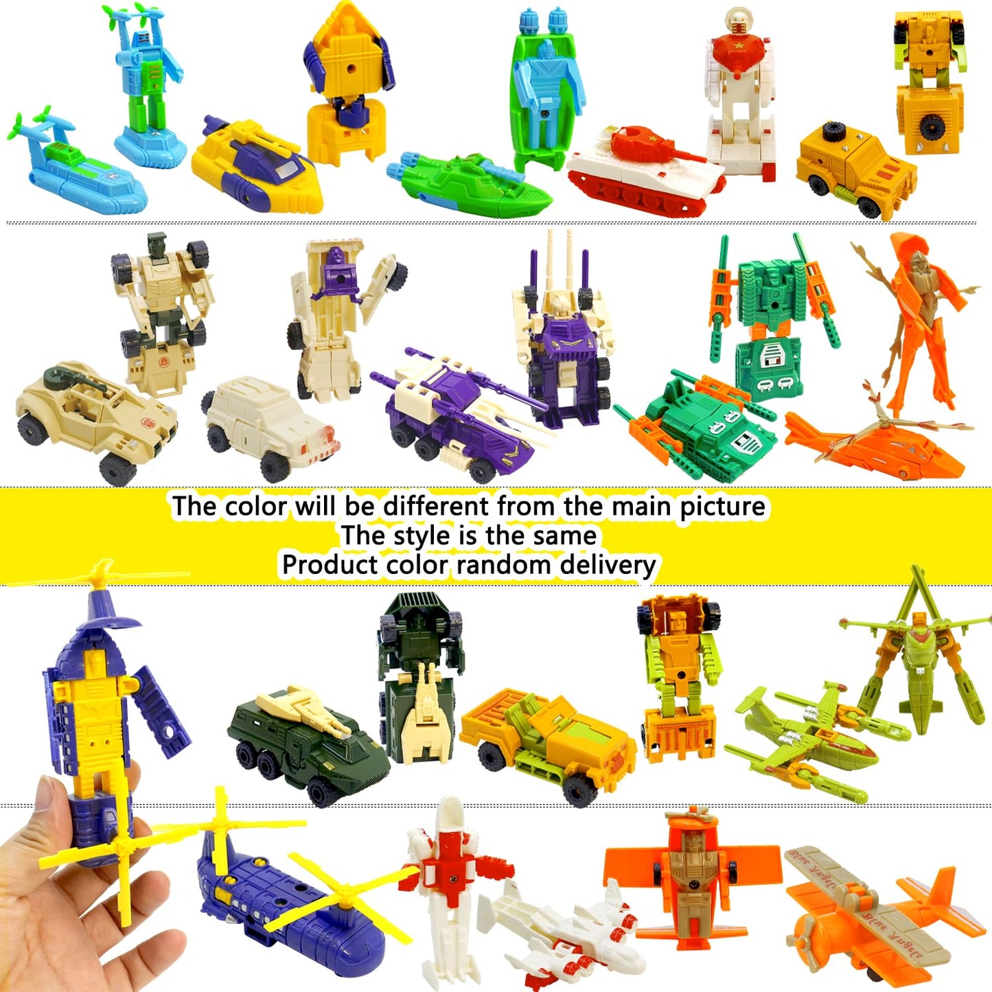 Scktyzs Mini Transform Robot For Kids 3-6 Years, 7 Collectible Rescue Vehicle Construction-Bot Playset Boys Hero Figure Modified Bots 4.5-Inch Converting Action Figures Easter Gift