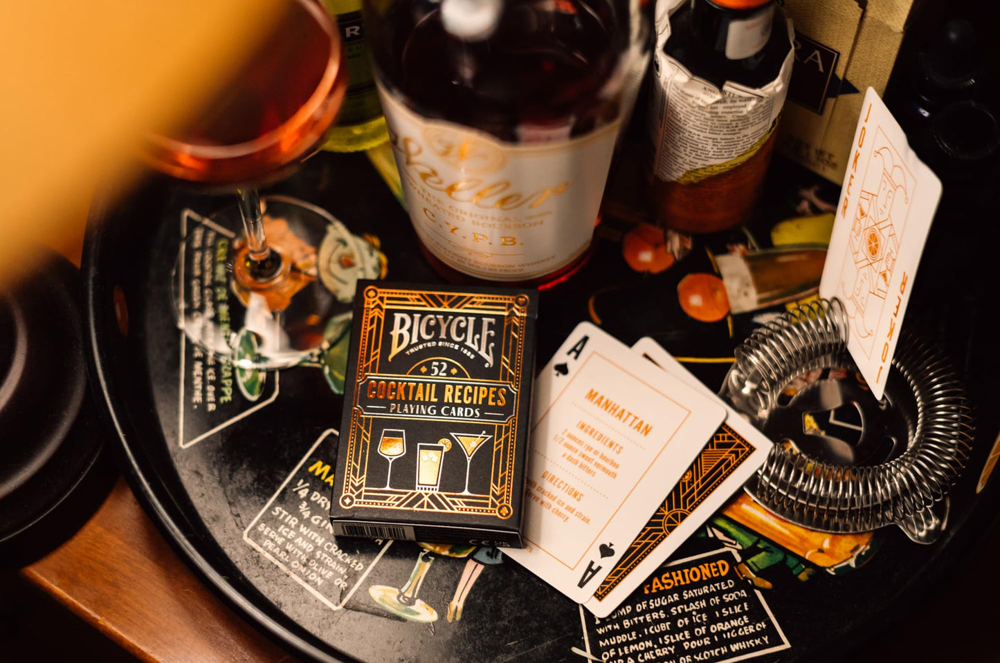Bicycle Cocktail Playing Cards, Includes 52 Cocktail Recipes Featuring Old Fashioned, Margarita, Moscow Mule, Daiquiri, And Mojito Cocktail Recipes, 1 Deck