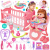 PROOU Baby Doll Toys Set - 14" Doll Care Playset with Cradle, High Chair, and Accessories - Pink - Gift for Ages 3+