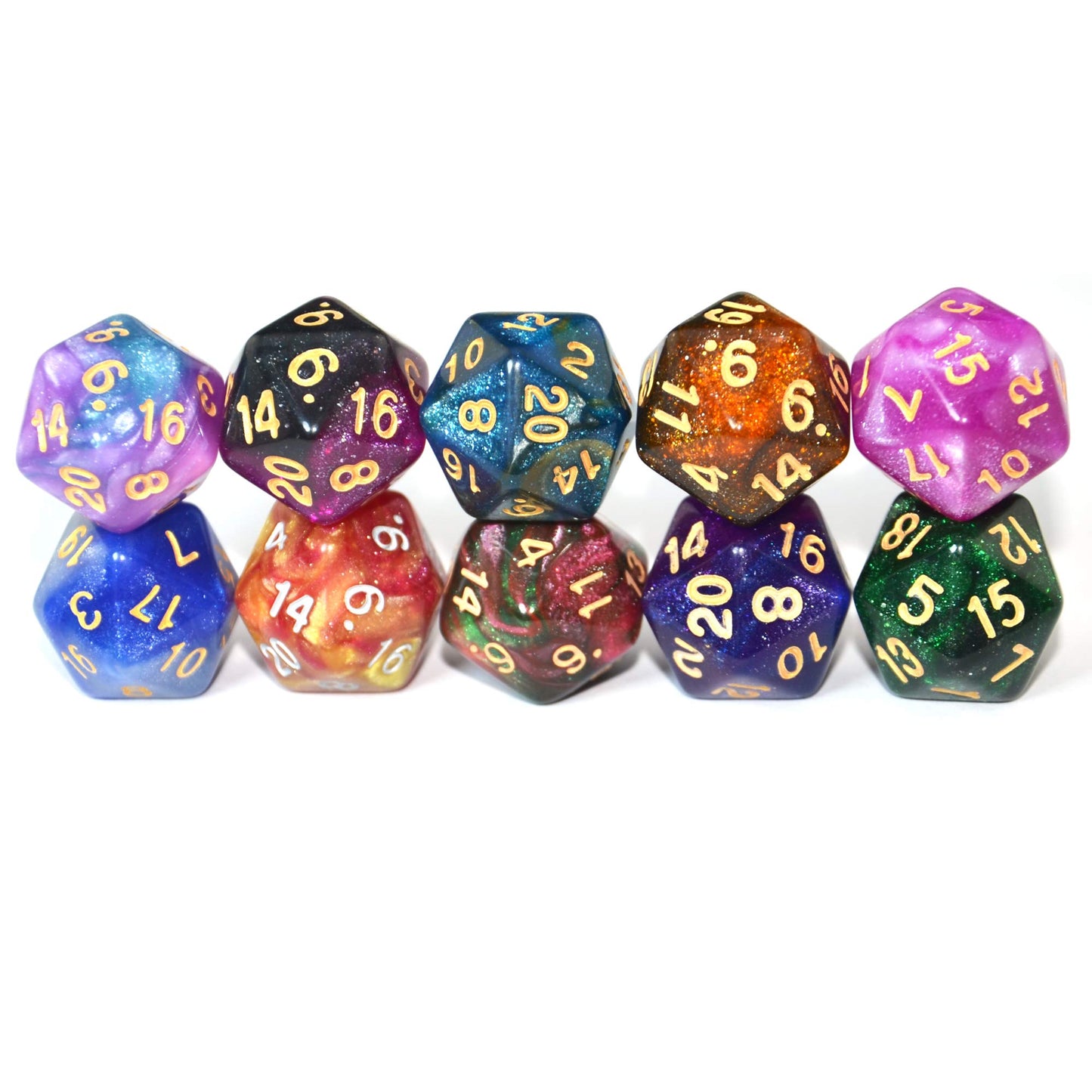 SmartDealsPro 10-Pack 20 Sided Dice D20 Polyhedral Dice for DND RPG MTG Table Game (Color 3)