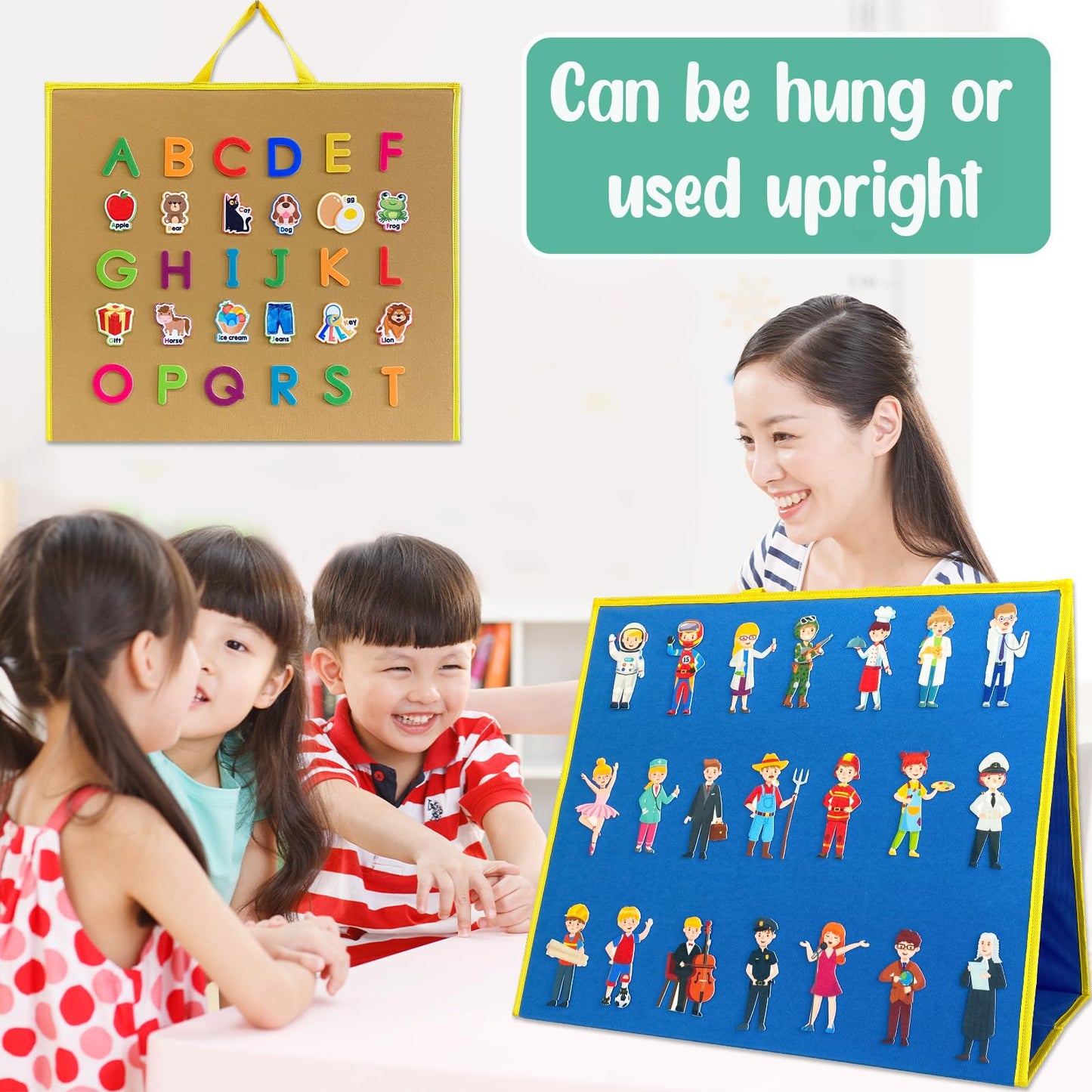 large Felt Flannel Board 22.8*19.7 In,Felt Story learning Board for Toddlers,Classroom,Preschool,Kiddie Corner, Interactive,Fold