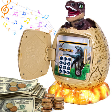 Refasy Kids Piggy Bank Money Bank Dinosaur Money Saving Box for Boys Girls Age 3-12 Password ATM Bank Electronic Coin Bank Kids