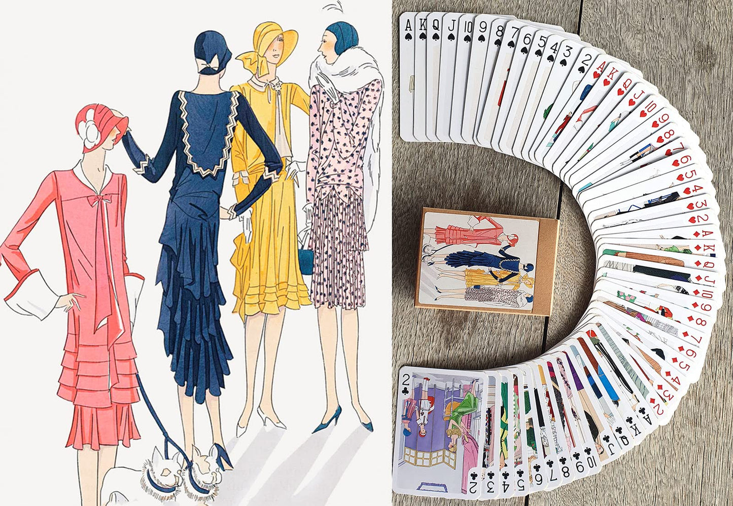 Flonzgift George Barbier Playing Cards (Poker Deck 54 Cards All Different) Vintage Retro Art Deco Ponchoir Illustration Antique
