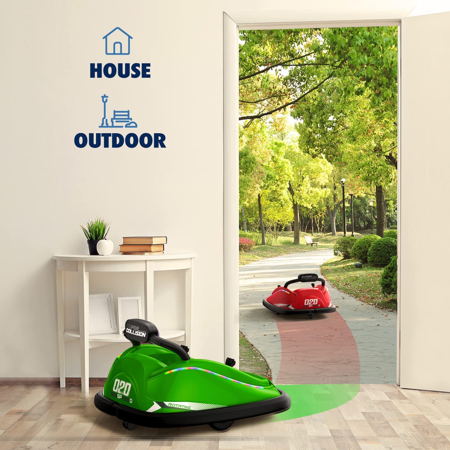 Powerwhale 12V Electric Bumper Car Ride Toy With Remote and Music Function for Toddlers Ages 1-6 - Birthday, Childrens Day, Chr