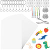 160 Pieces Shrink Paper Kit Shrink Art Kit Including 25 Pieces Shrink Plastic Sheets, 135 Pieces Keychain And Jewelry Accessorie