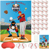 PLULON Pin The Baseball Party Game for Kids Pin the Baseball on the Glove and Bat Large Baseball Poster with Baseball Stickers for Boys Girls Birthday Party Wall Decorations Classroom Activities
