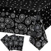 Western Party Tablecloth Paisley Table Cover Bandana Plastic Table Cloth Rectangle Floral Tablecloth For Western Cowboy Themed Party Decorations, 108 X 54 Inches (Black, 3 Pack)