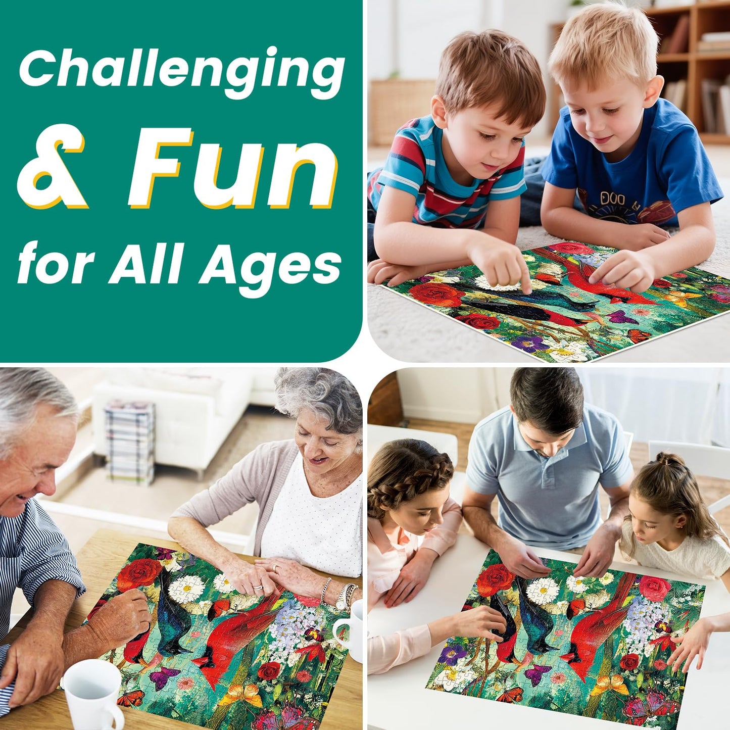 Puzzles 300 Pieces for mature-themeds 300 Piece Bird Garden mature-themed Puzzles Jigsaw Puzzle Recycled Cardboard Puzzle Game Family Activity Night Great Gift Toy for Family Friends Kids 20.5 * 15 Inch