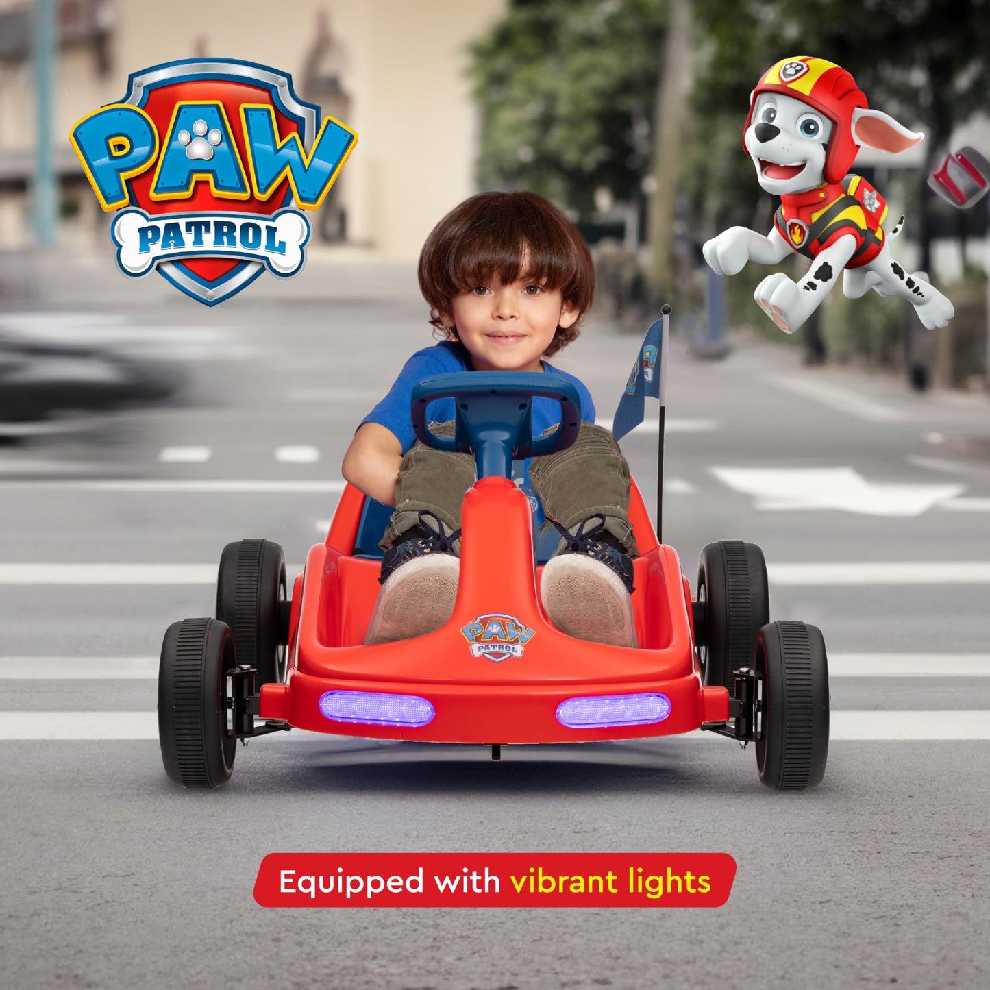 Paw Patrol Chase 6V Electric Go Kart For Kids, Electric Ride-On Toy With Lights, Mp3 Jack, Remote Control, Seat Belt, Ages 3-6, Durable Pvc And Iron Construction, Rechargeable Battery