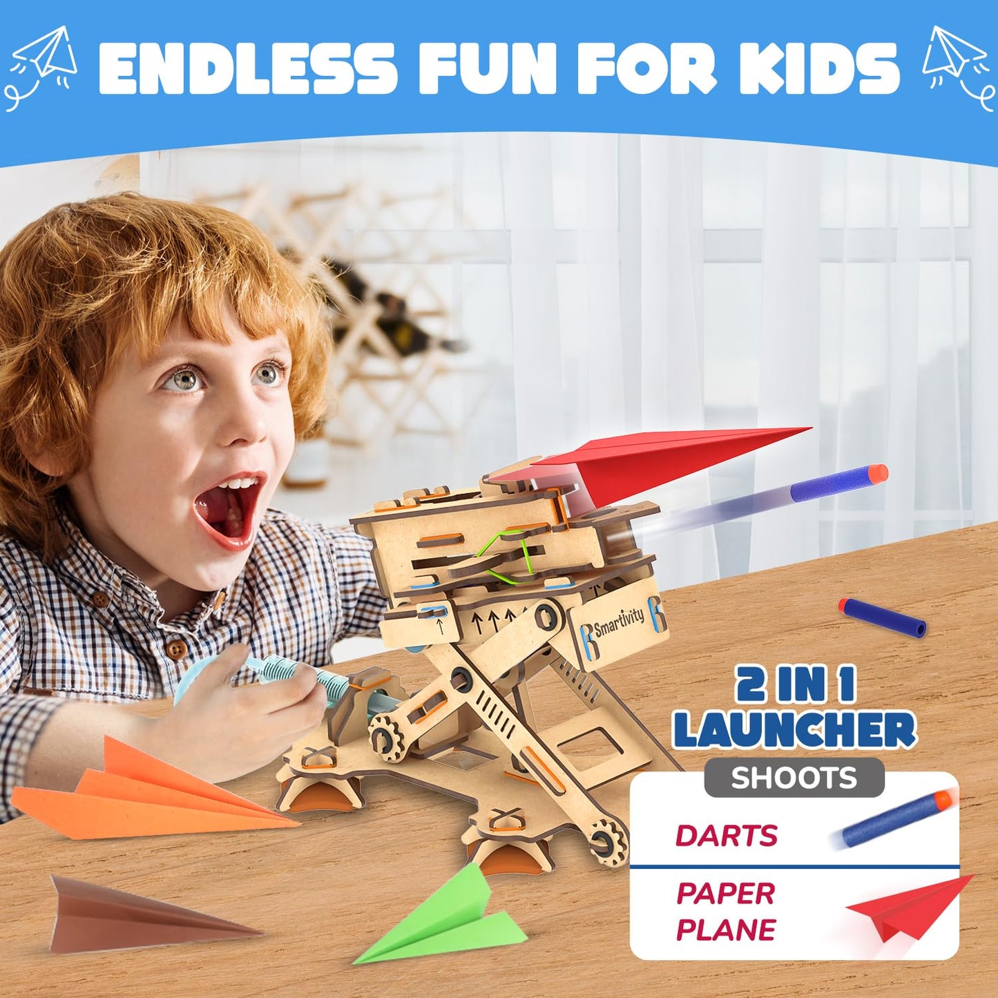 Smartivity 2in1 Hydraulic Airplanes & Darts Launcher STEM Toy for Kids 6-14 | DIY Science Kit & Engineering Game for Boys & Girls