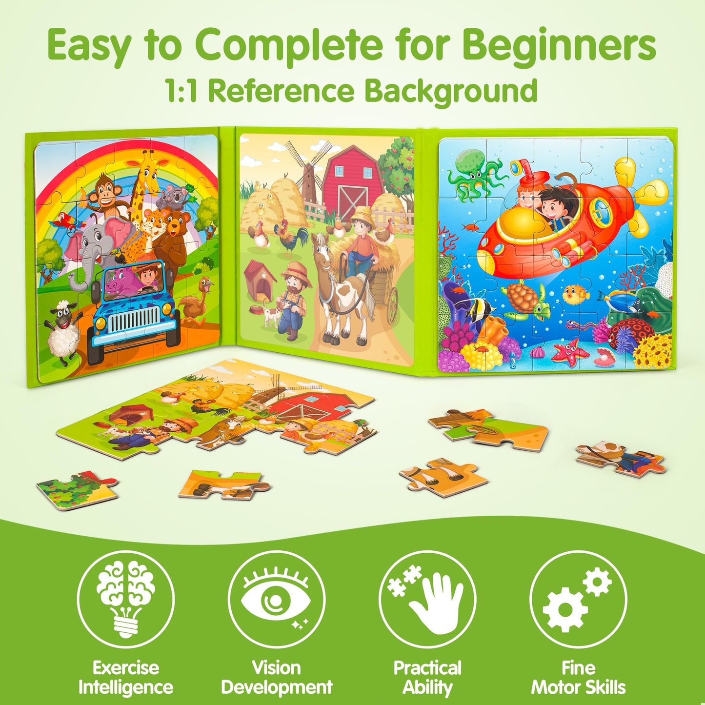 Synarry Magnetic Puzzles For Kids Ages 3-5, 20 Pieces Toddler Animal Puzzles, Children Travel Activity Toys Games For 3 4 5 6 Years Old Kids Boys Girls In Car Airplane, Learning Magnet For Road Trip