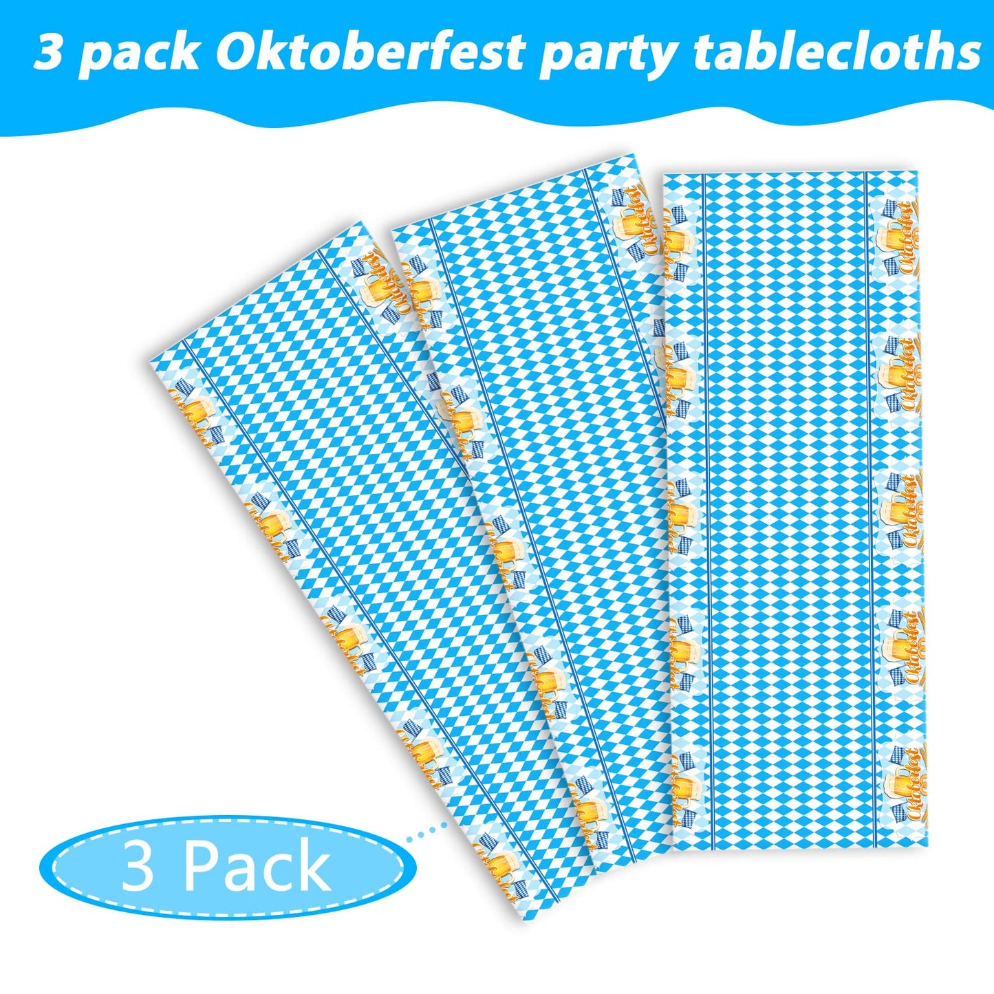 3 Pieces Oktoberfest Tablecloths Oktoberfest Party Supplies Oktoberfest Plastic Table Cover For Oktoberfest Party Favors Supplies Decoration
