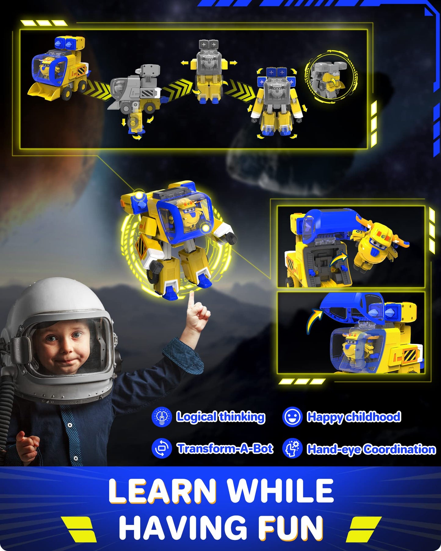 Super Wings Toys 7 Inch Donnie'S Transforming Robot From Plane Just 15 Steps, Action Figures Toy For Kids Ages 3+, Gift For Pres