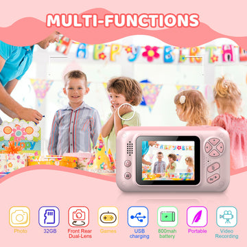 Makolle Kids Camera, Kids Camera For Girls, Kids Digital Camera, Kid Video Camera For Vlogging, Kids Video Camera With Flip-Up L