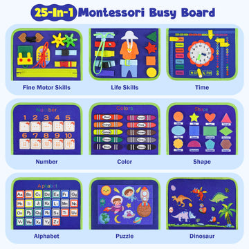 Busy Board Montessori Toys for Toddlers: Busy Book Sensory Board Quiet Book Educational Activity Book for 3 4 5 Year Old Gifts f