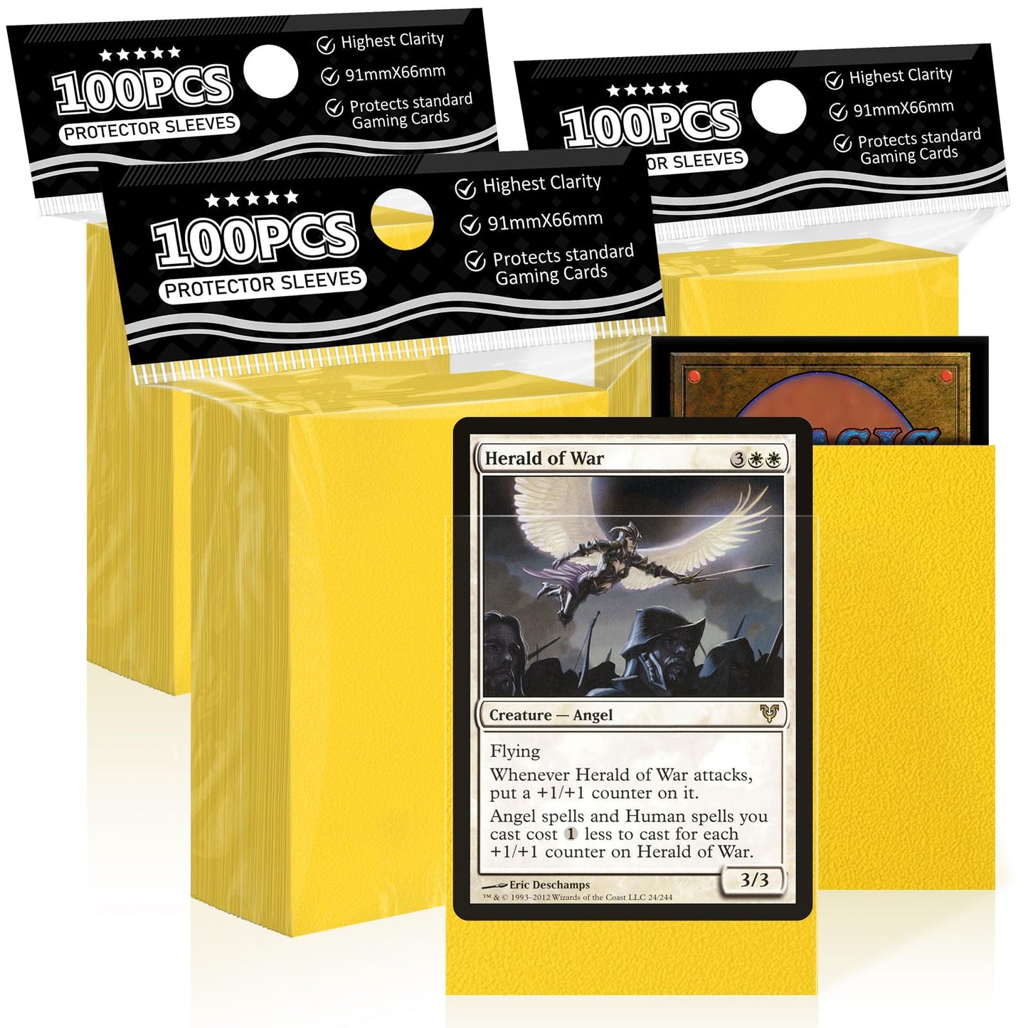 Yellow Card Sleeves Fit For Mtg, 300Ct Perfect Fit Standard Matte Card Sleeves For Trading Card Sports Card Baseball Card Tcg Ma