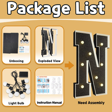 Imprsv Marquee Letters Black 3Ft: Black Party Decor - Light Up Letter C Large 3 Feet Tall - Party Decorations Letter For Birthda