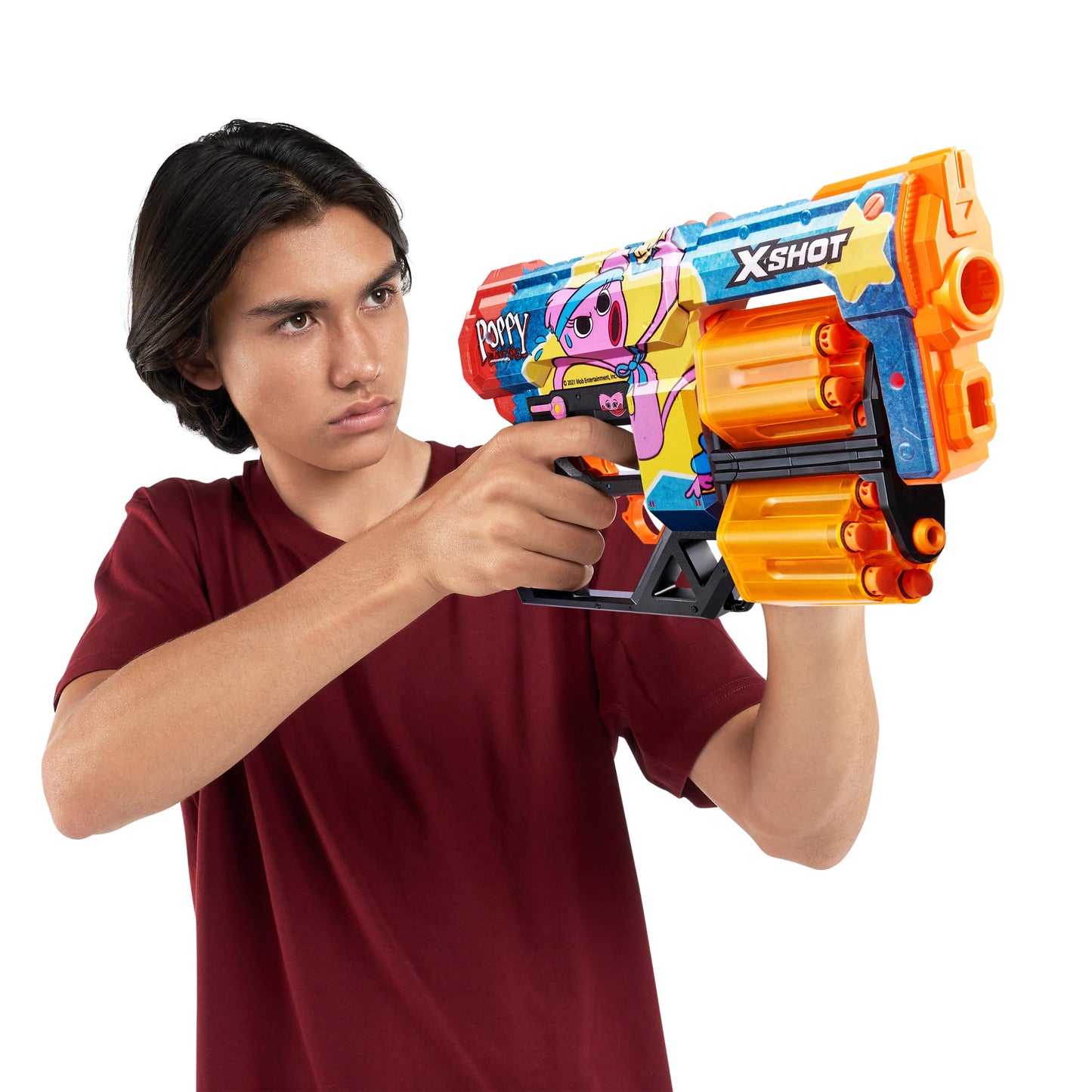 X-Shot Skins Dread Blaster - Poppy Playtime (Kissy) By Zuru With 12 Darts, Rotating Double Barrel, Air Pocket Dart Technology, Toy Foam Blaster For Kids, Teens And Adults
