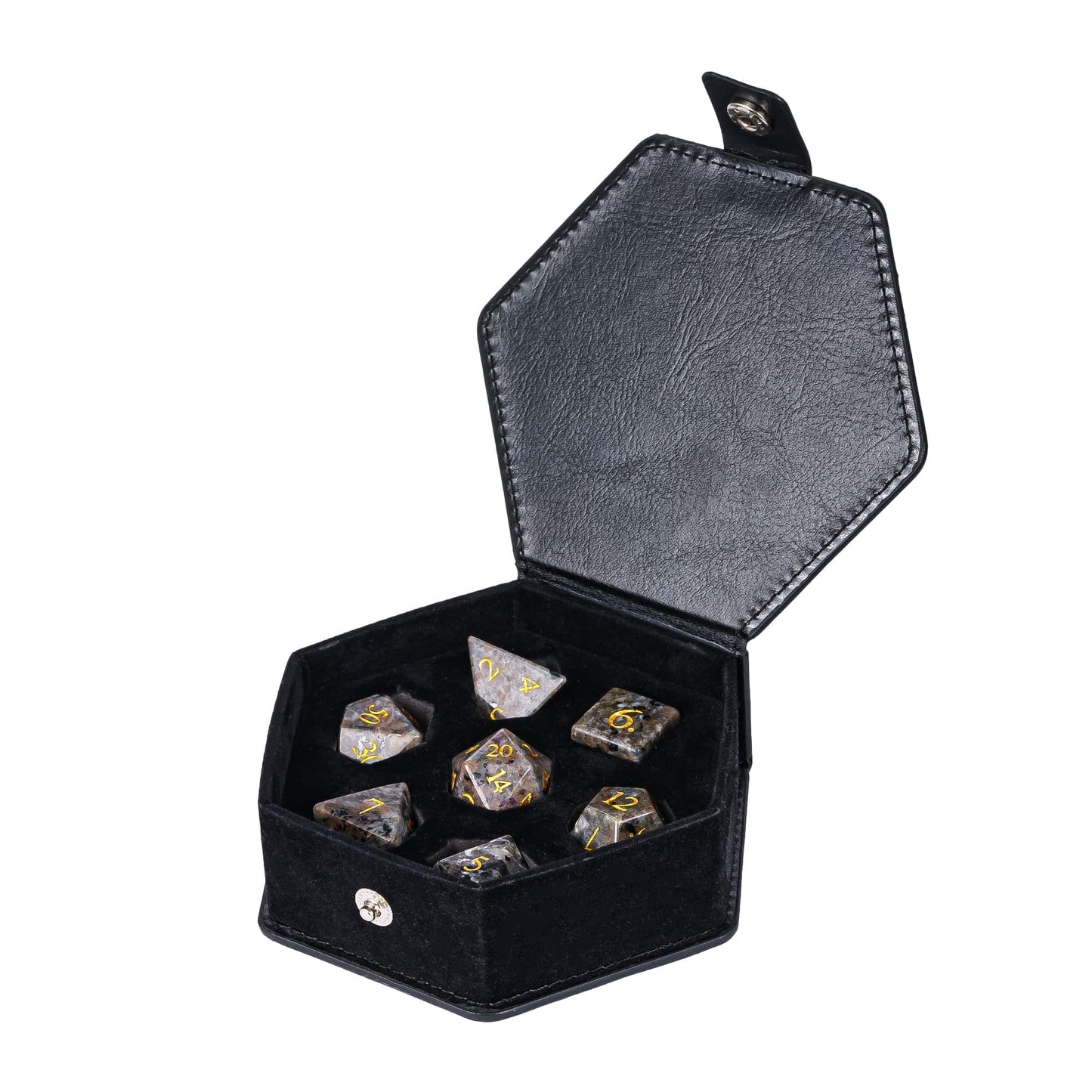 UDIXI Flame Yooperlite Gemstone Dice Set D&D Natural Stone Dice with Gift Box for Dungeons and Dragons Role Playing Game and Tab