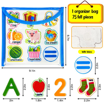 PENGFULL Felt Learning Letters,Learning Numbers,75 Felt Board Pieces for Felt Flannel Board,Alphabet ABC Learning for Toddlers f