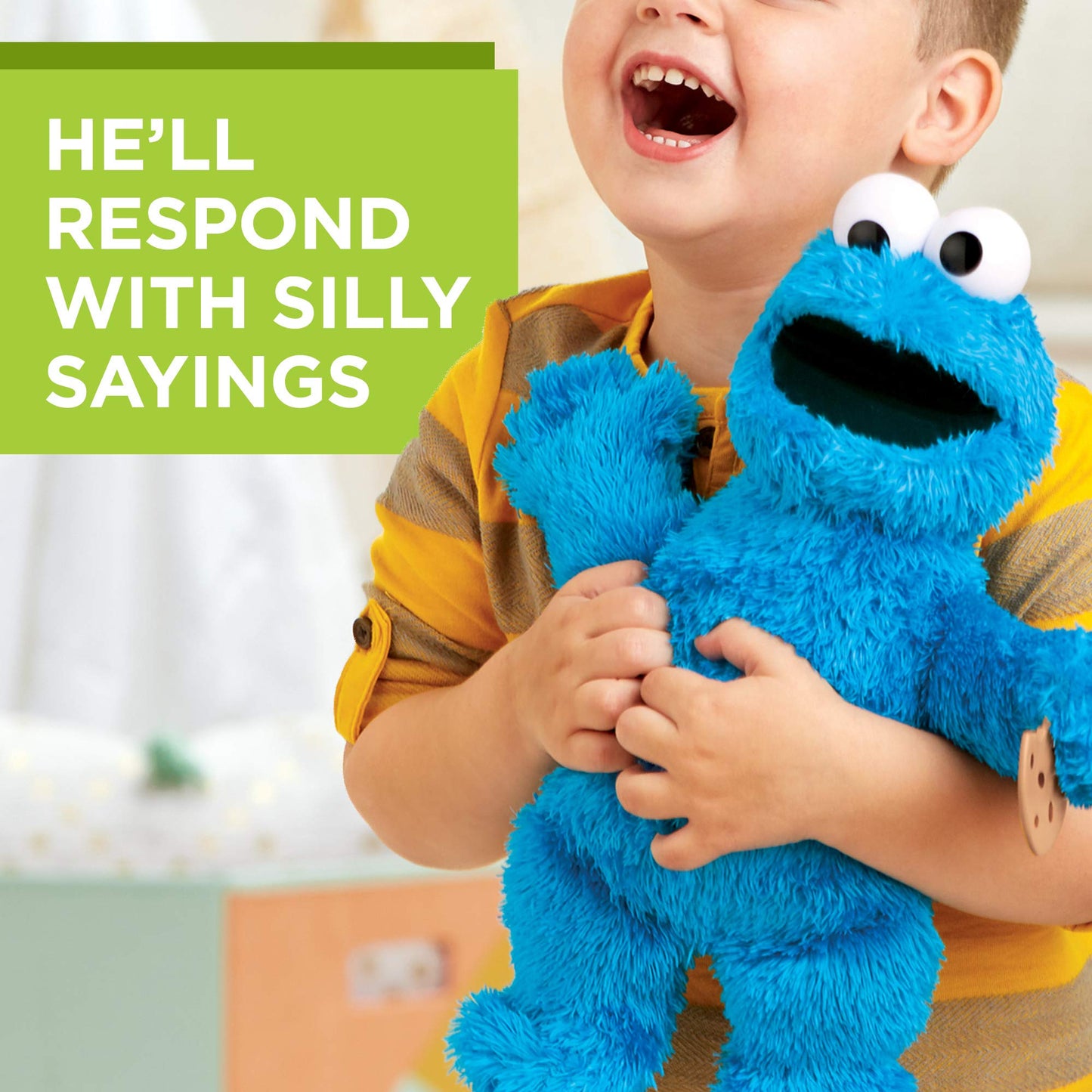Sesame Street Feed Me Cookie Monster Plush: Interactive 13 Inch Cookie Monster, Says Silly Phrases, Belly Laughs, Toy For Kids 18 Months Old And Up