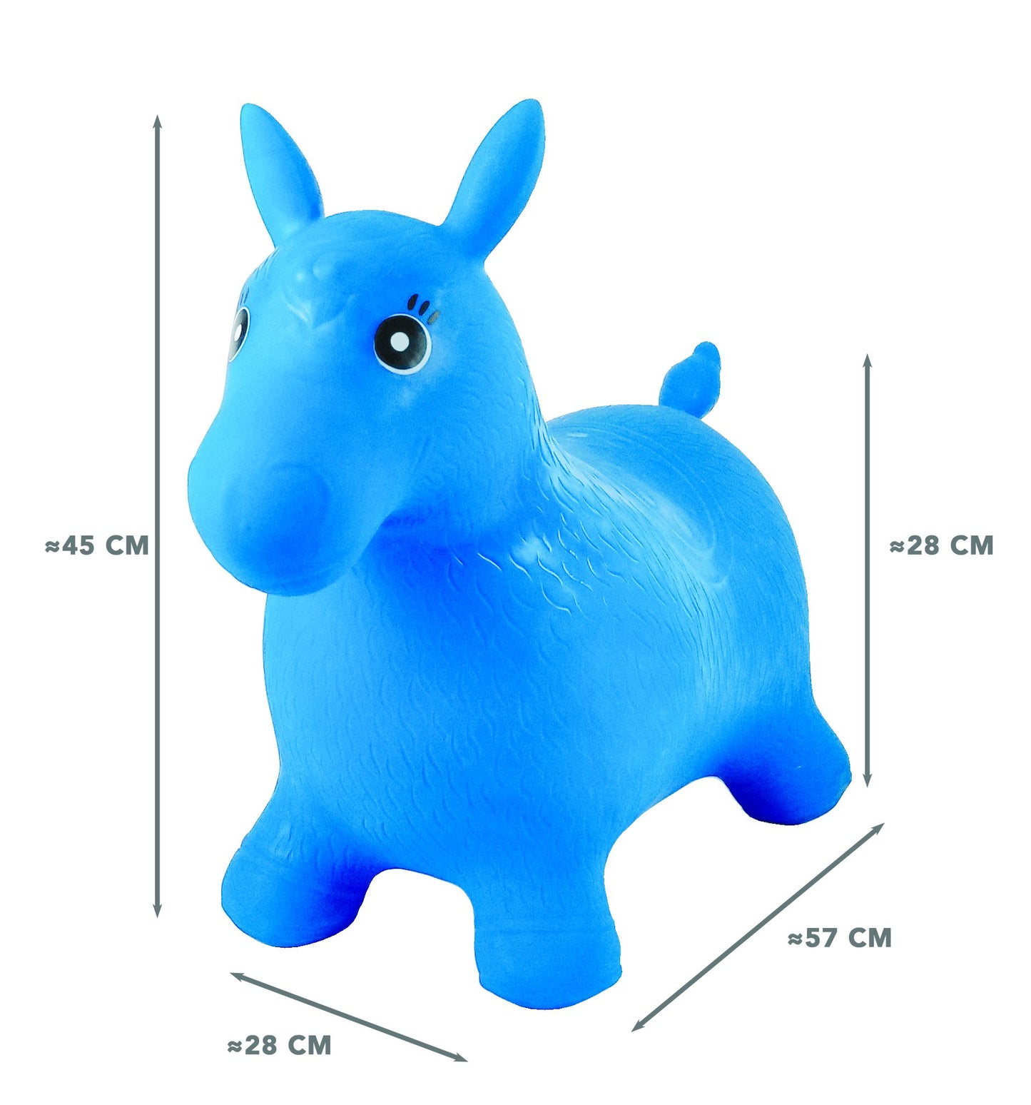 LEXiBOOK Inflatable Jumping Horse, Blue, Durable Plastic, One Size, Model BG050, Manual Pump Included