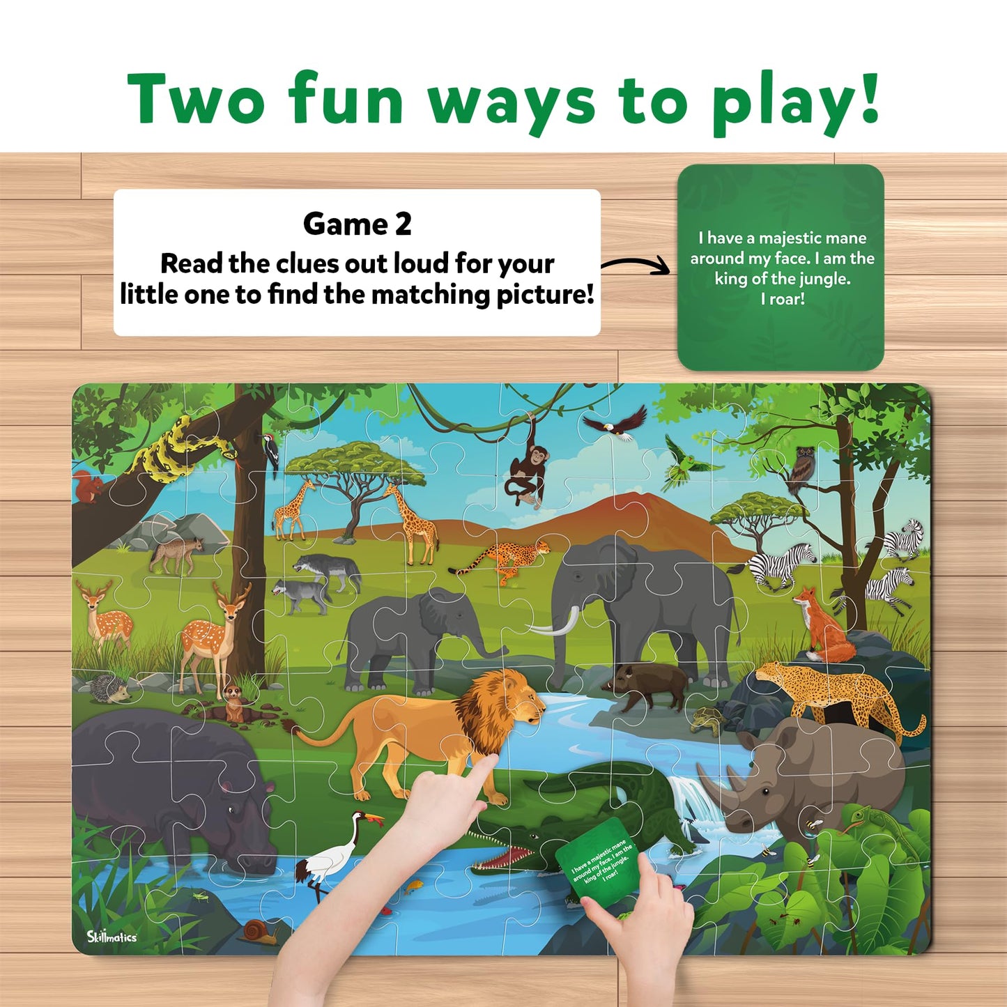 Skillmatics Floor Puzzle & Game - Piece & Play Wild Animals, Jigsaw & Toddler Puzzles, Educational Toy, Gifts For Boys & Girls Ages 3, 4, 5, 6, 7 (48 Pieces, 2 X 3 Feet)