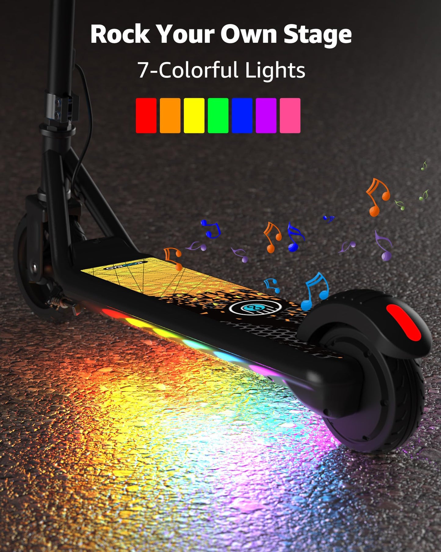 Gyroor H30 Max Electric Scooter For Kids Ages 8-12, 150W Powerful Motor, Bluetooth Music, Dual Brake System, Adjustable Height A