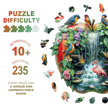 Wooden Puzzles for mature-themeds - Challenging Paradise Garden mature-themed Puzzle Unique Animal Shaped Wooden Jigsaw Puzzles for mature-themeds Creative Gifts Family Games 13.4 * 12.8in 235pcs