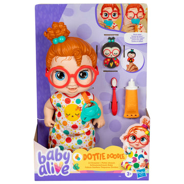 Baby Alive Lil Dreamer Dottie Doodle Sleepy Baby Doll Set - Red Hair, Fun Sleepover Theme, Preschool Toys for Kids 3 Years & Up