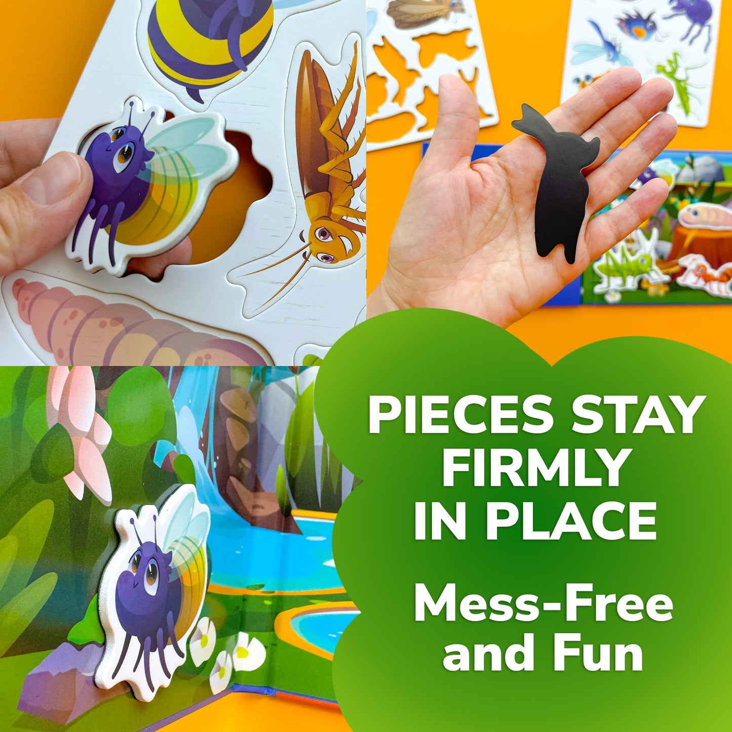 Quokka Travel Magnetic Puzzles For Toddlers 1-3 - 20+Pcs Bugs Game With Extra-Long Play Book - Fun Travel Game Toy For Kids Ages