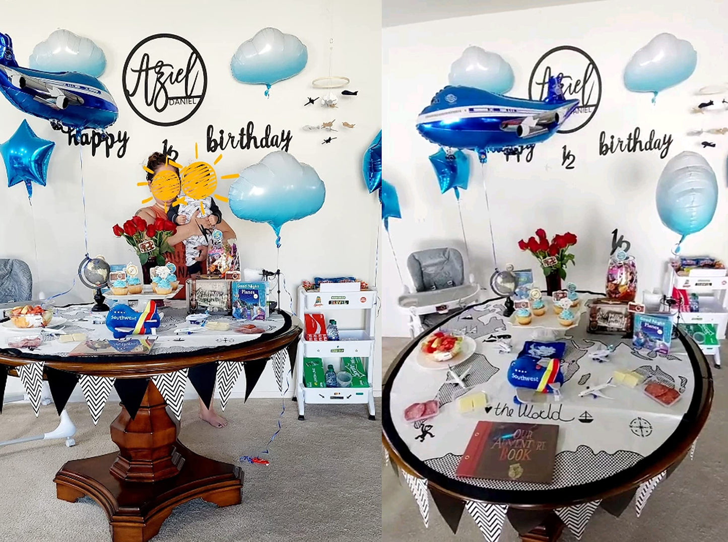 31Inch Large Airplane Blue Party Decoration Airplane Balloon Birthday Party Supplies (A Plane)