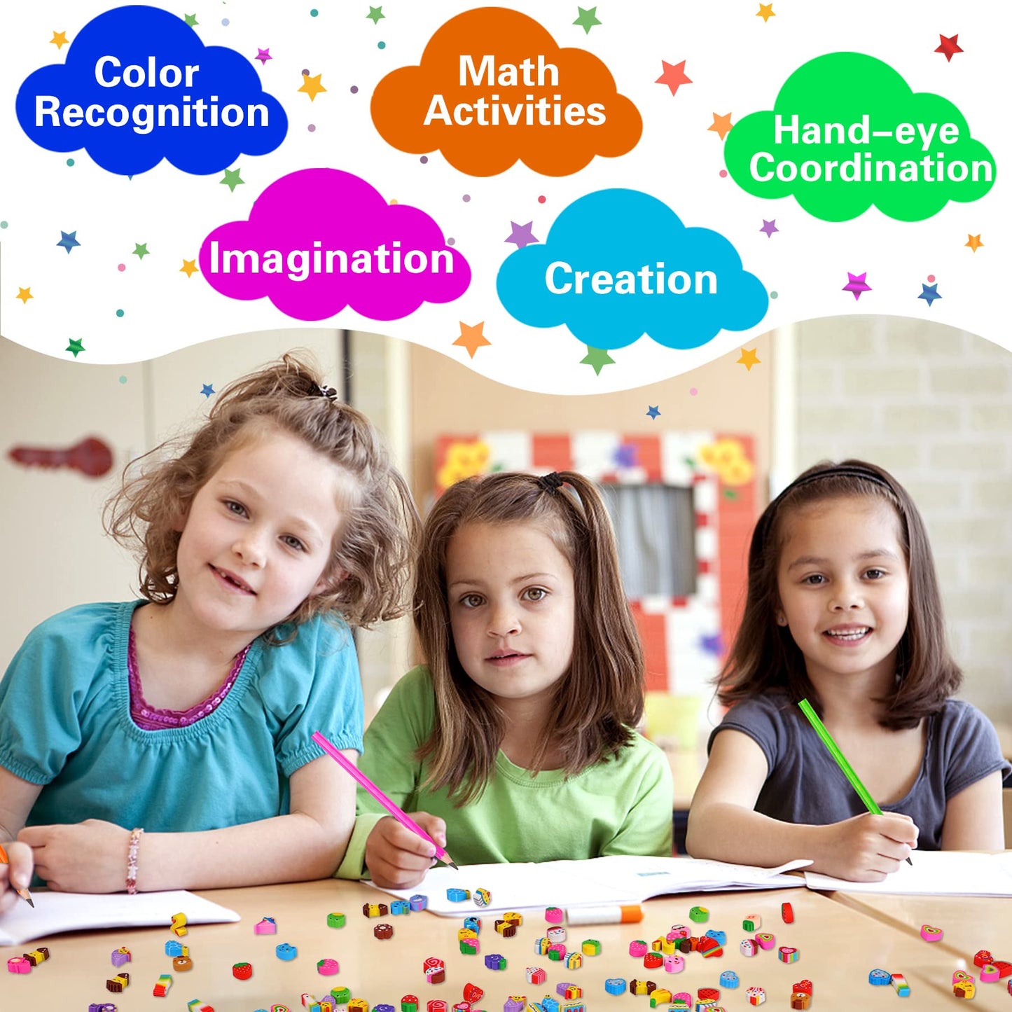Junebrushs 150 Pieces Mini Erasers For Kids Bulk, Novelty Animal Erasers,Pencil Erasers Assortment, Cute Small Erasers For Students Homework School Classroom Rewards Prizes Party Favors