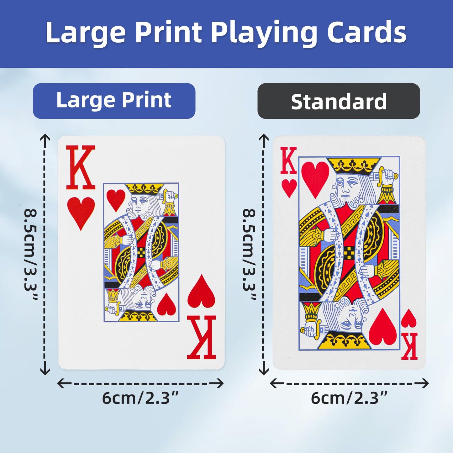 Fanwer 6 Pack Large Print Playing Cards, Poker Playing Cards For Seniors, Vision Impaired, Low Vision Crowd, For Blackjack, Euch