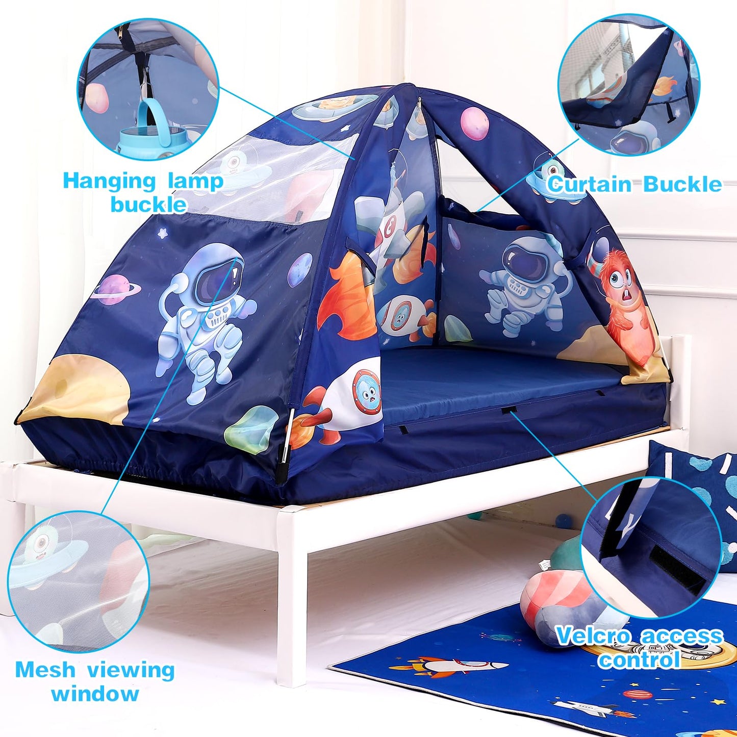 Bed Tent for Twin Kid Play Tent for Boy and Girl Easy Set-Up Magic Playhouse