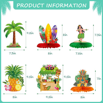 10 Pieces Hawaiian Luau Honeycomb Table Centerpiece Tiki Honeycomb Centerpieces Tropical Table Centerpiece 3D Flamingo Table Dec